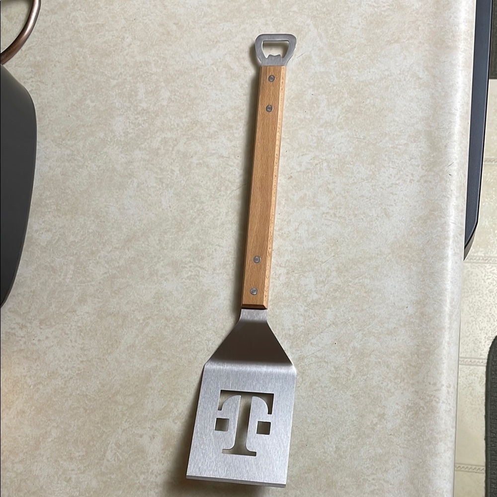T-Mobile Stainless Steel and Wood Spatula with Bottle Opener